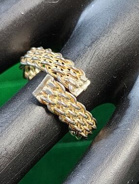 PAJ Vintage Sterling Silver 925 Woven Wrap Chain Ring